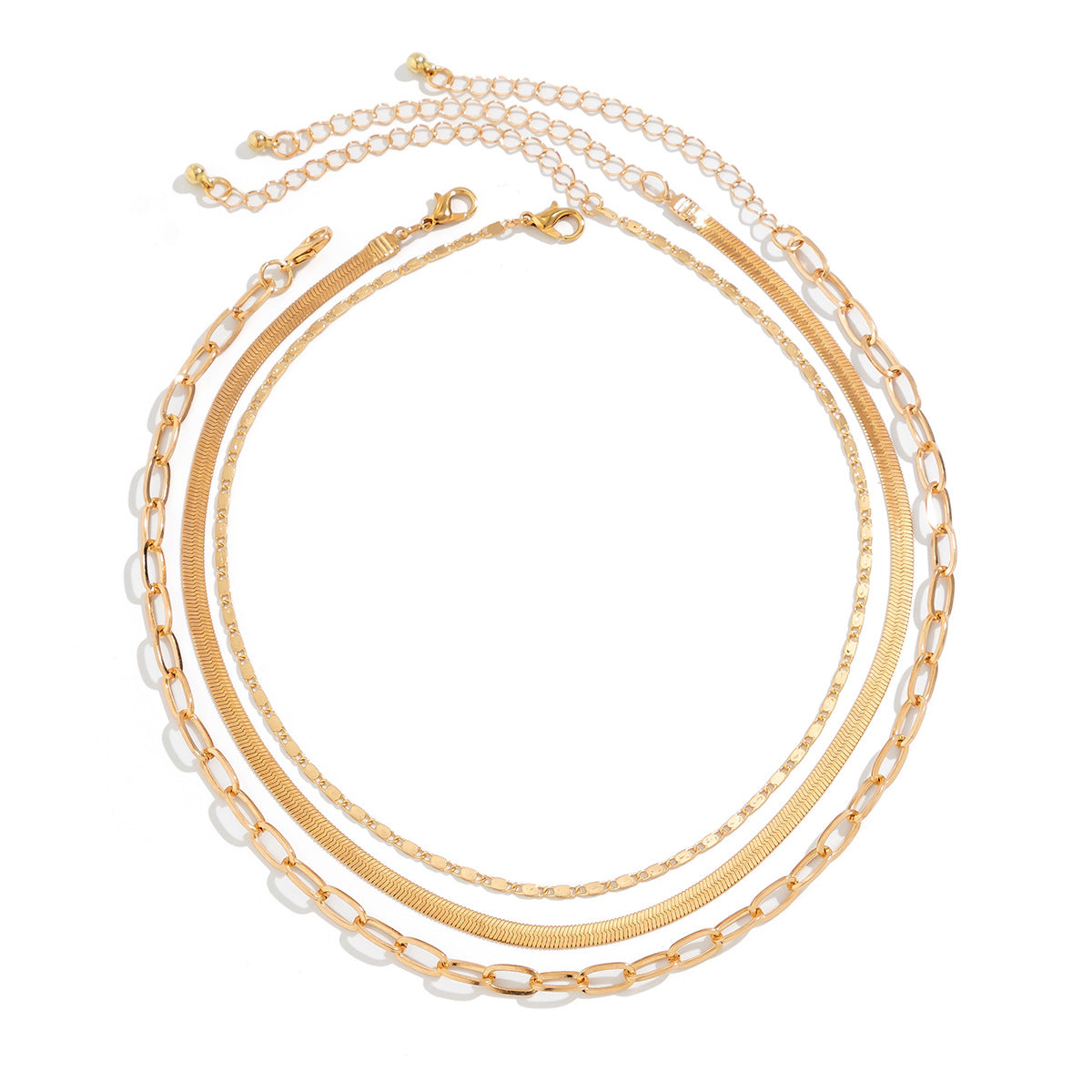 Wholesale Snake bone chain contrasting diamond multi-layer heart-shaped necklace